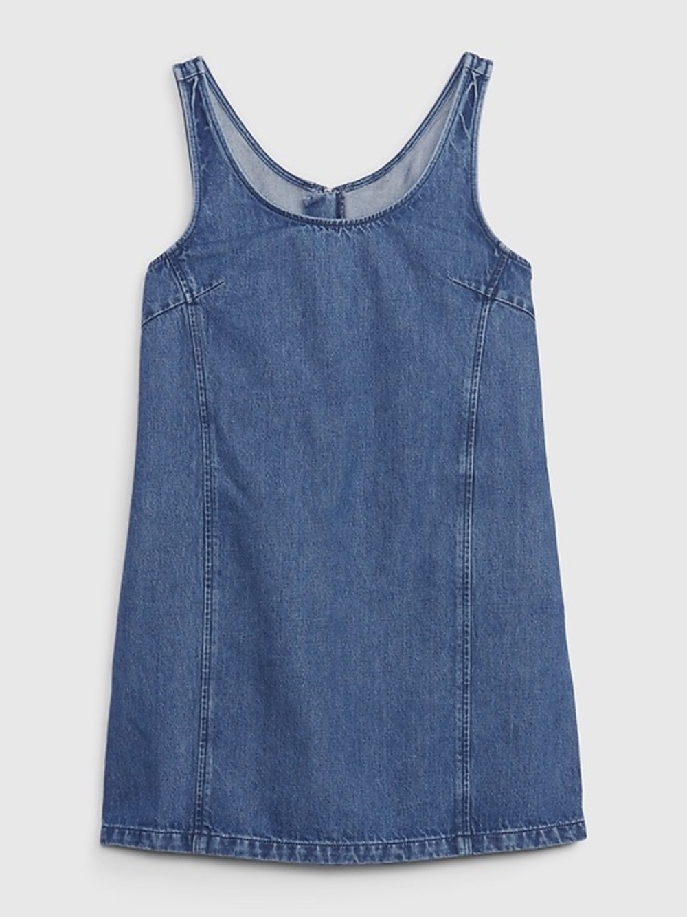 GAP Indigo Blue Denim Scoop Tank Dress Pockets Jumper Size 14 Petite - Picture 9 of 10